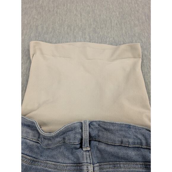 Blanqi Denim Maternity Shorts Womens Medium Blue Over Belly Stretch Distressed - Picture 7 of 10